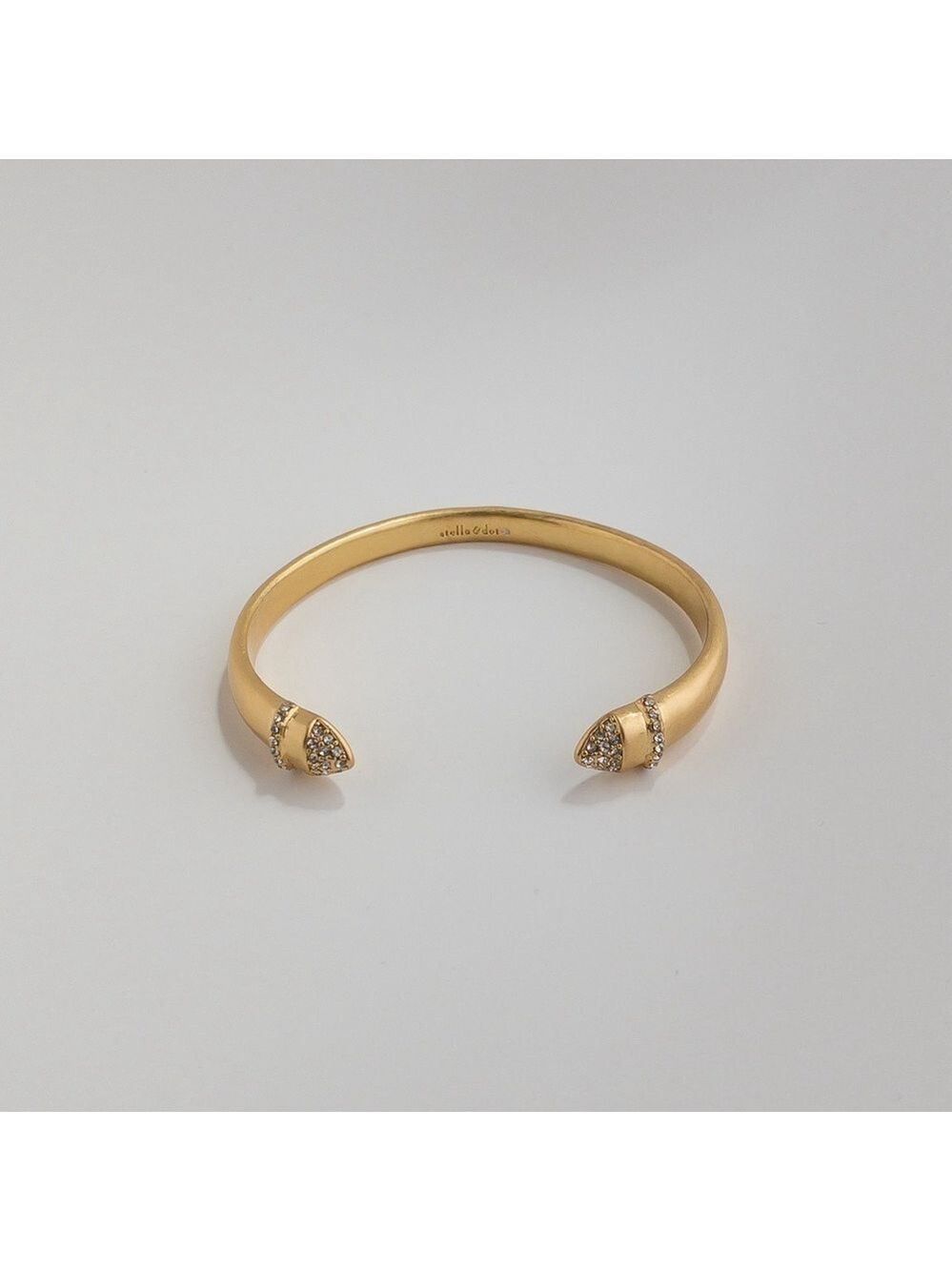 Stella & Dot Ansley Cuff Bracelet Brushed Gold Tone Pave Crystal Rhinestone Open